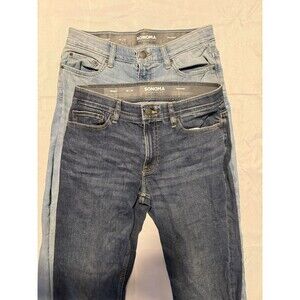 Sonoma Men's Regular Fit Straight Leg Everyday Jeans Size 30x32 Flex Lot 2 Pairs
